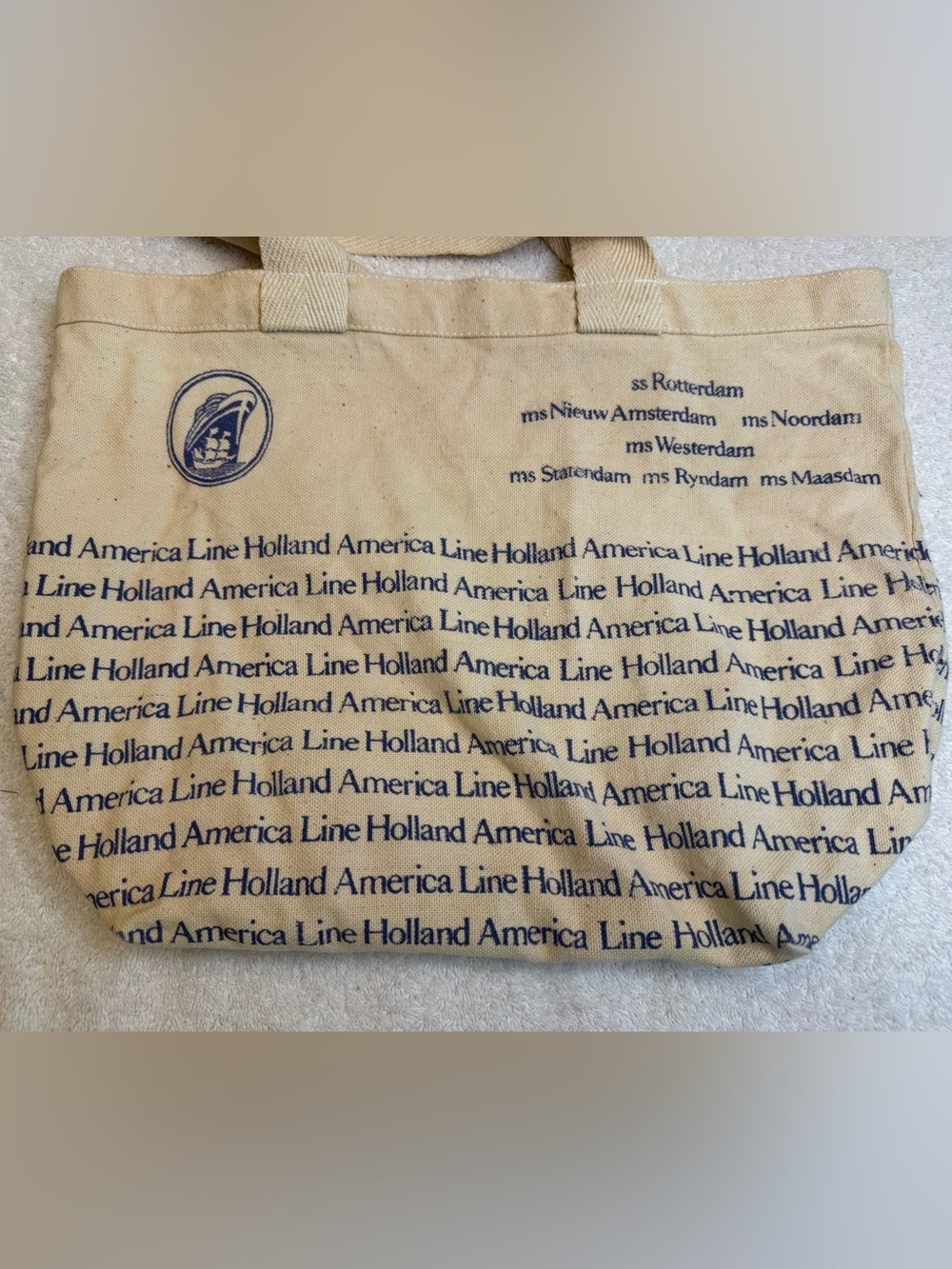 Vintage 80s Holland America Cruise Canvas Tote Bag Promotional